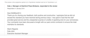 Stamford Plaza Brisbane presents a brilliant example of how consumer complaints should be dealt with