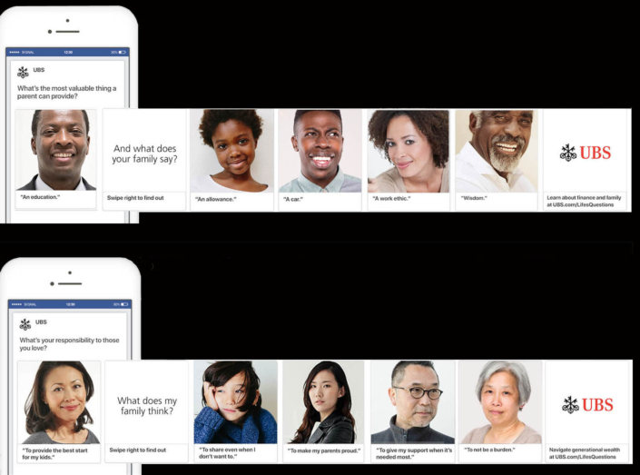 UBS Bank Facebook carousel campaign – Leo Burnett, London.