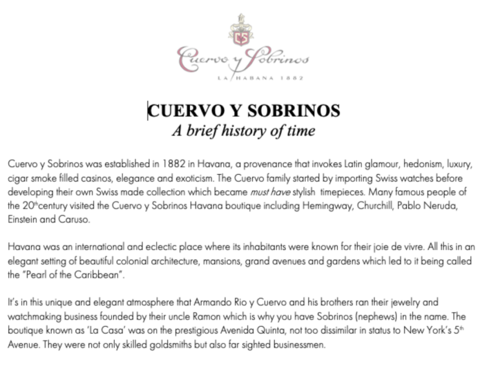 Cuervo y sobrinos Alistair English Copywriter Paris